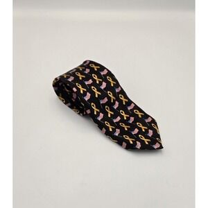 American Traditions Mens Black American Flag Patriotic USA Made Silk Necktie Tie